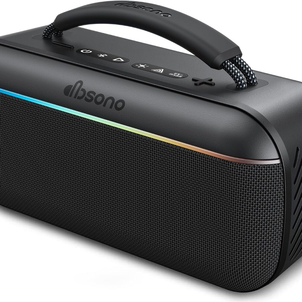 dbsono Bluetooth Speaker Portable Wireless, 100W Peak, Bluetooth 6.0, Black | SoundPulse 2.0, Bass Boost, USB-C Audio, Multi-Speaker Pairing, Waterproof, TWS stereo for indoor and outdoor listening