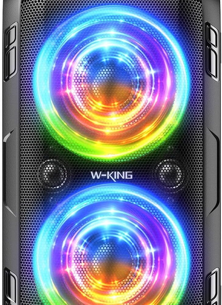 W-KING Party Bluetooth Speaker Boom Box, 180W Max Big Large Speaker | 105dB Loudest Wireless Outdoor Portable Speaker 4 Drivers with 2*4.04'' Subwoofer, 80W HD Huge Deep Bass, IPX5/24H/EQ/USB/TF